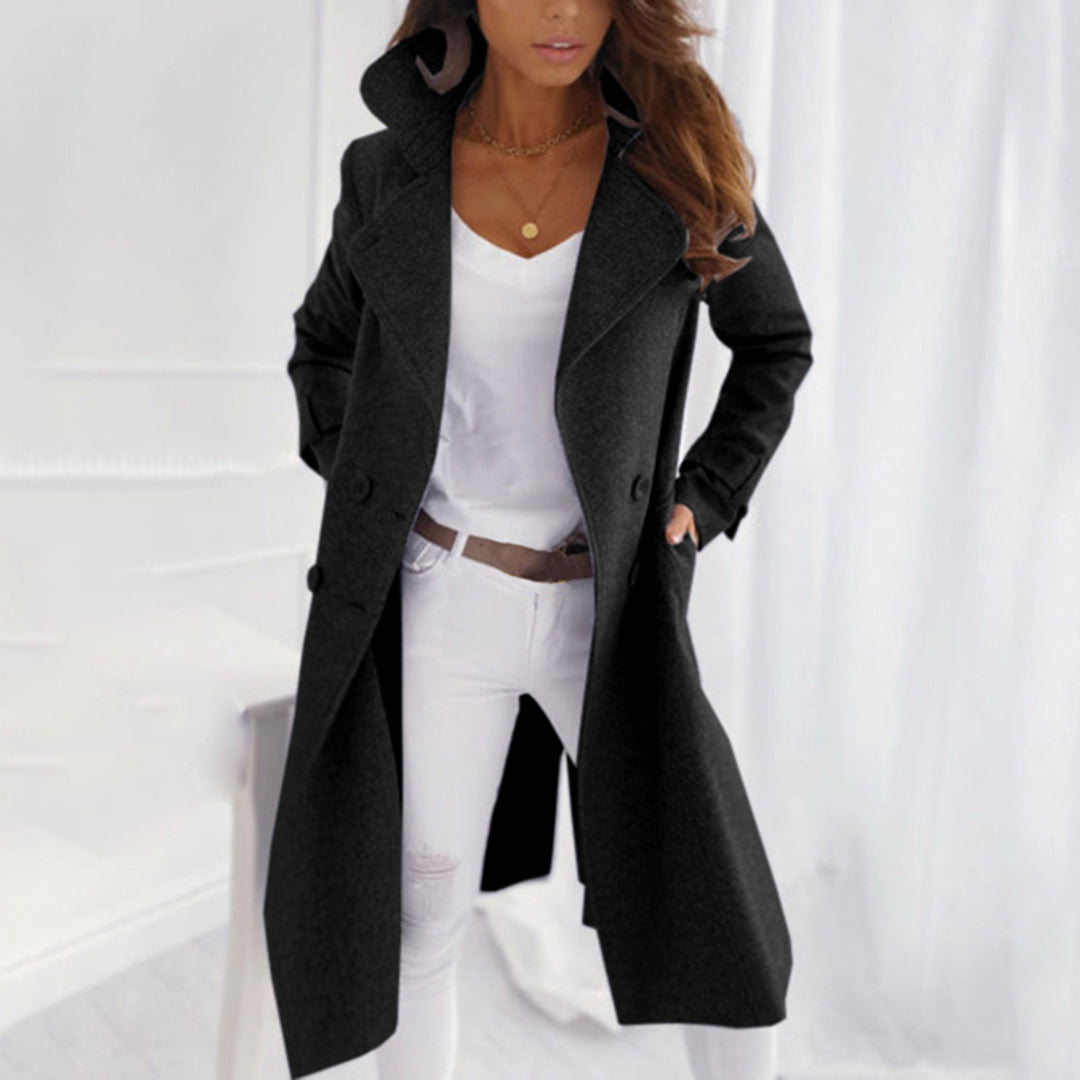 Abrigo Cruzado con Solapas Anchas para Mujer | Invierno