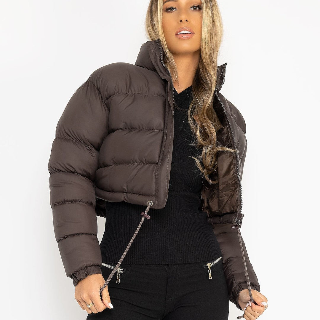 Chaqueta Acolchada Corta con Mangas Largas para Mujer