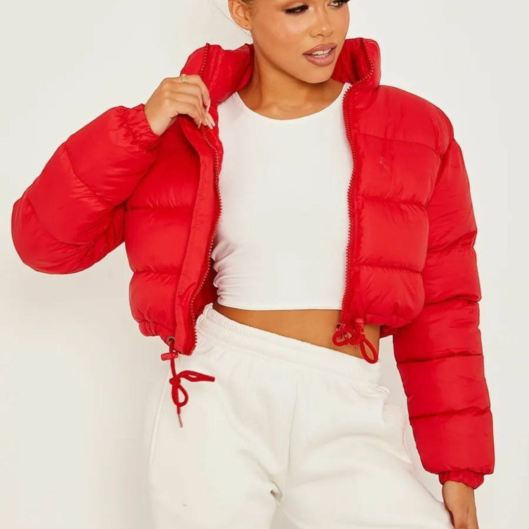 Chaqueta Acolchada Corta con Mangas Largas para Mujer