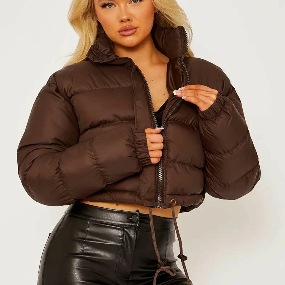 Chaqueta Acolchada Corta con Mangas Largas para Mujer