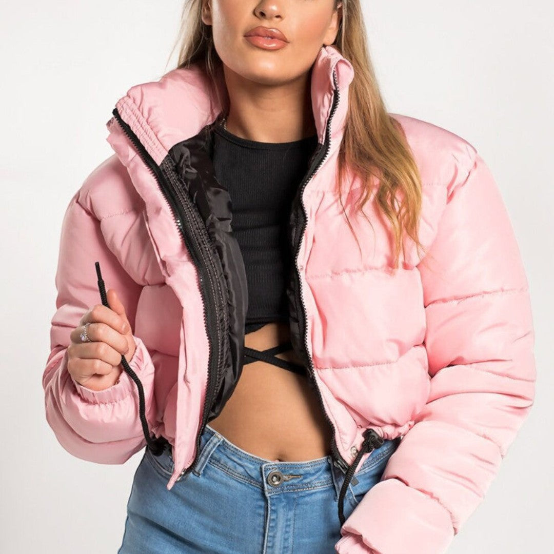 Chaqueta Acolchada Corta con Mangas Largas para Mujer