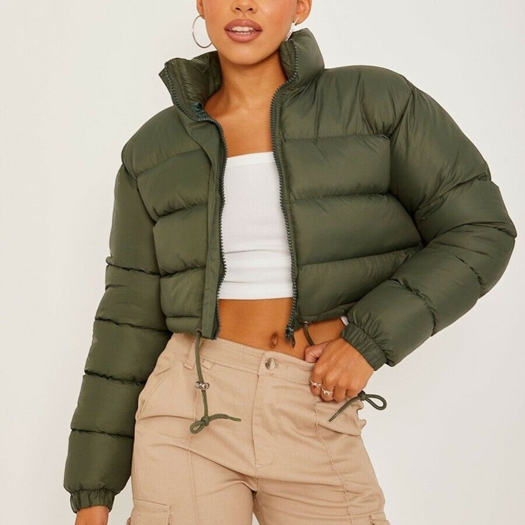 Chaqueta Acolchada Corta con Mangas Largas para Mujer