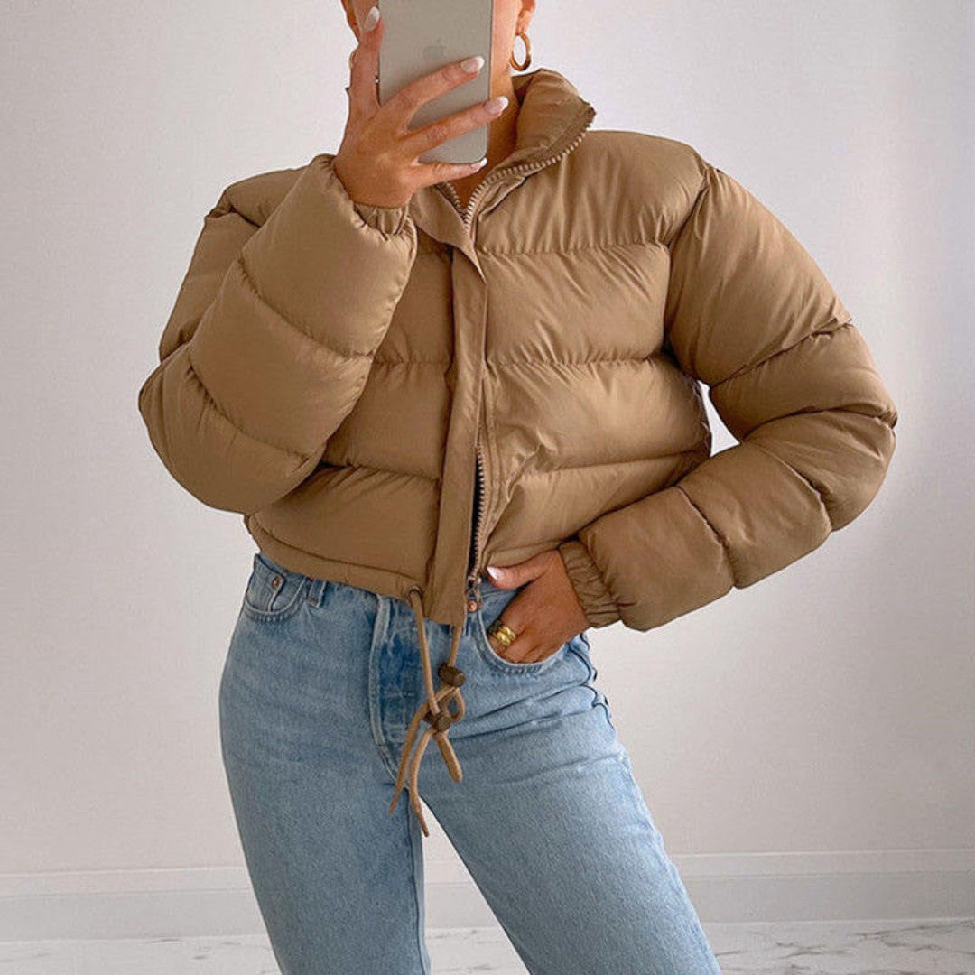 Chaqueta Acolchada Corta con Mangas Largas para Mujer