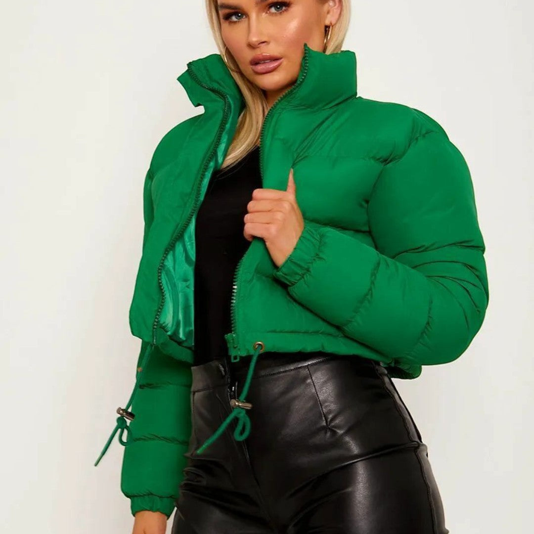 Chaqueta Acolchada Corta con Mangas Largas para Mujer
