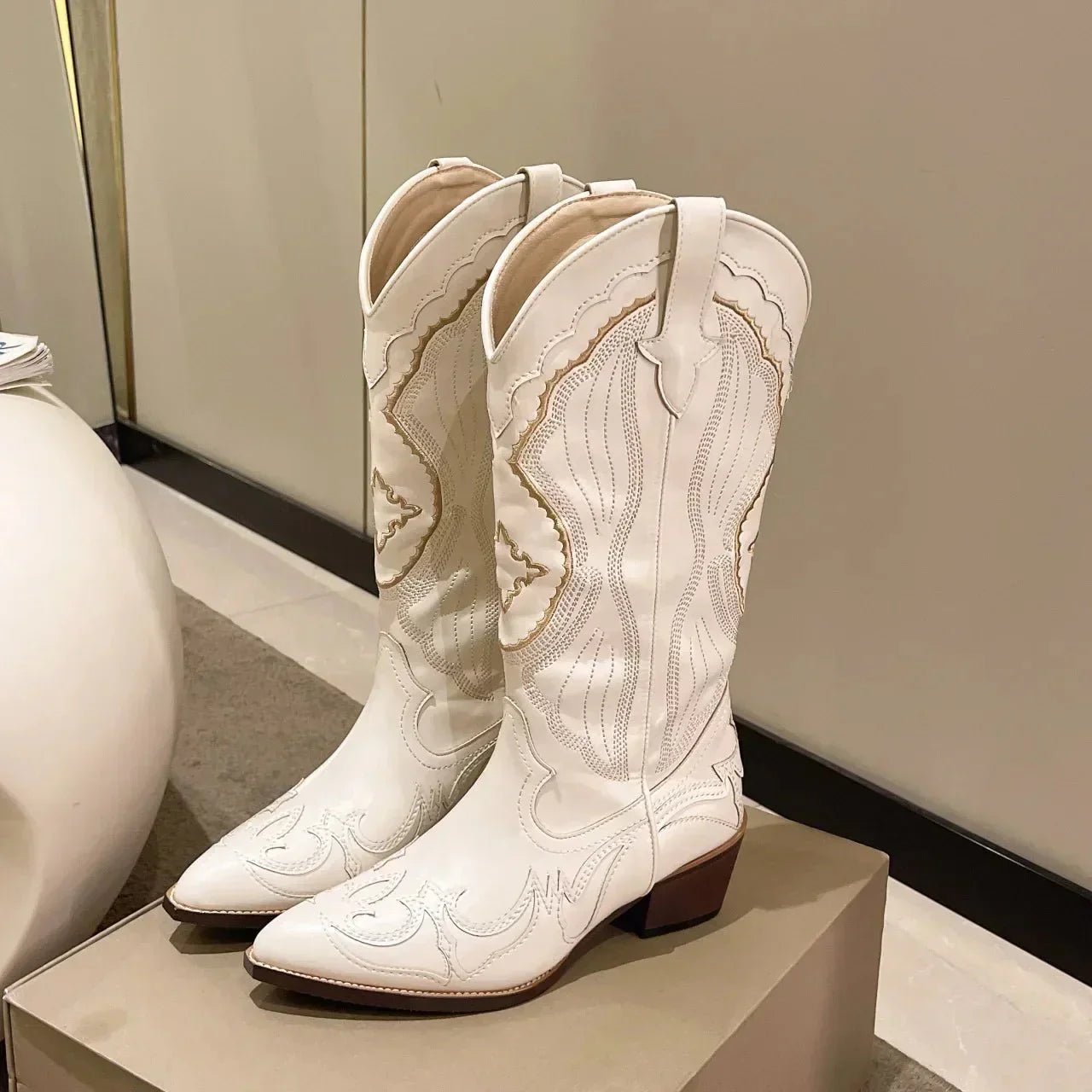 Botas Cowboy de Media Caña para Mujer | Tacón Cuadrado